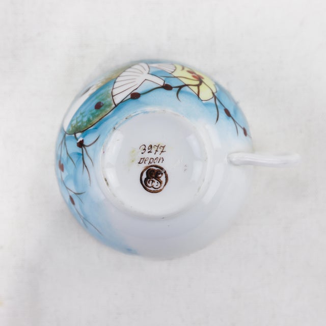 Set of Five Vintage Victorian Hand-Painted Porcelain Mugs For Sale - Image 4 of 12