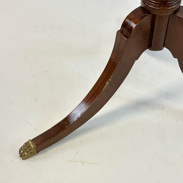 1960s 1960s Vintage French Empire Federal Mersman Round Tripod Pedestal Side Table. For Sale - Image 5 of 15