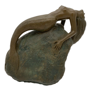 1980s Bronze Mermaid Siren Statue on Beach Rock by James Siebert