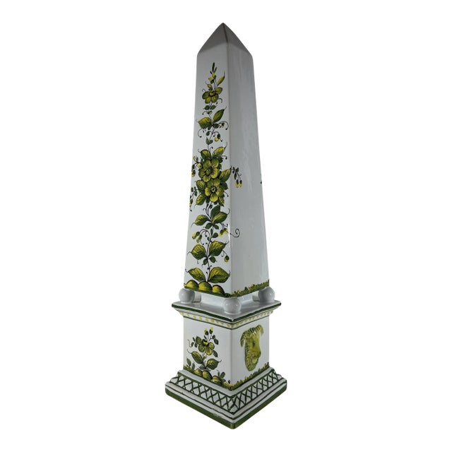 Vintage Italian Ceramic Painted Obelisk For Sale