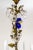 1910s Indigo Blue Crystal Flowers & Gilt Vine Chandelier For Sale - Image 4 of 13