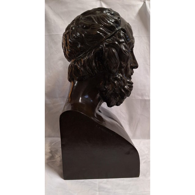 Large Antique Bronze Bust, 1890 For Sale - Image 4 of 10
