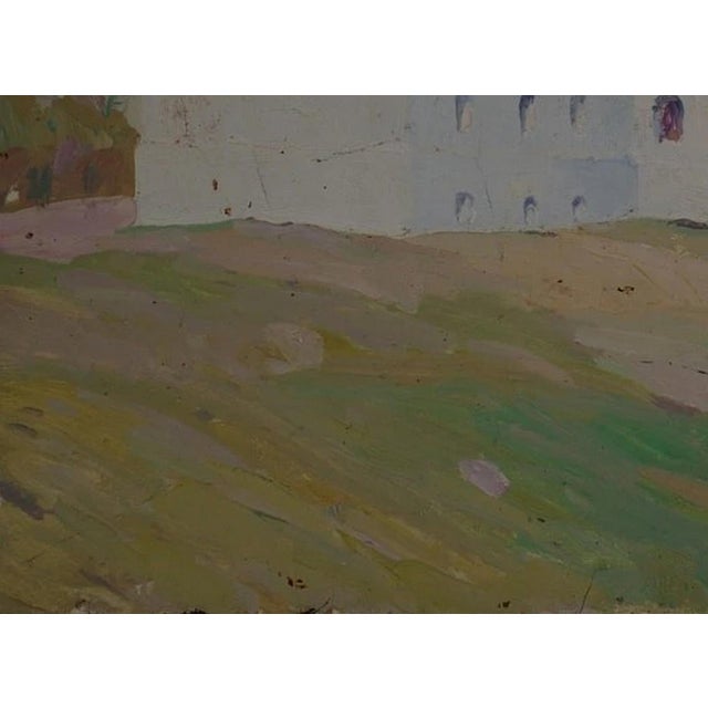 1970s Orthodox Church Landscape Oil Painting, Ukrainian Art, 1974 50-70 For Sale - Image 5 of 6