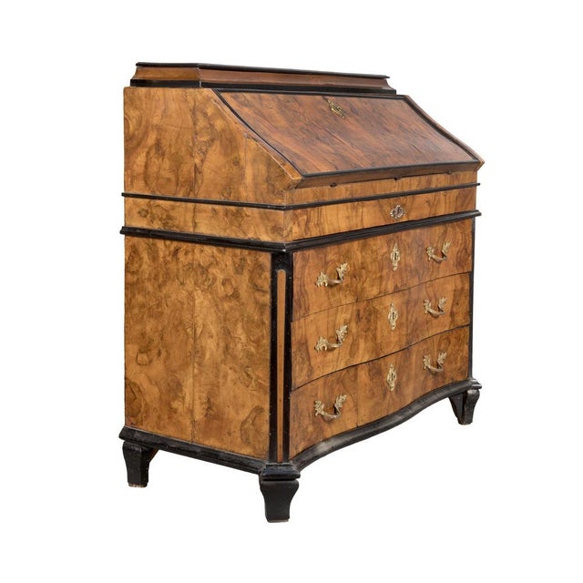 Lombard Drop-Leaf Cabinet in in Walnut Root Veneer with Ebonized Profiles, 18th Century For Sale - Image 4 of 11