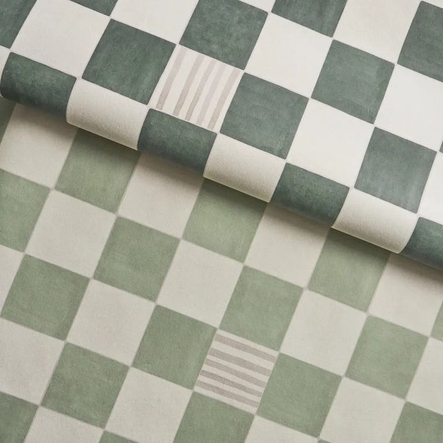Not Yet Made - Made To Order Sample - Schumacher X Backdrop Gambit Panel in Sage & Deep Green For Sale - Image 5 of 6