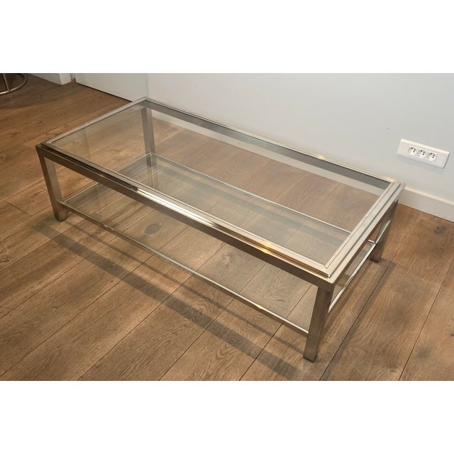 Large Chrome Coffee Table. French Work. Circa 1970 For Sale - Image 4 of 15