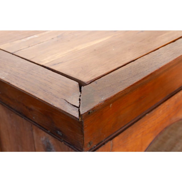 Wood Antique Colonial Lift-Top Glass Malabar Cabinet For Sale - Image 7 of 11