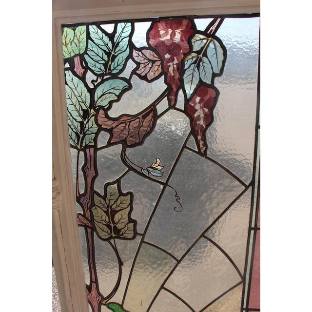 Set of Triple-Layered Acid-Etched Stained Glass Windows attributed to Gruber, 1890s, Set of 3 For Sale - Image 5 of 8