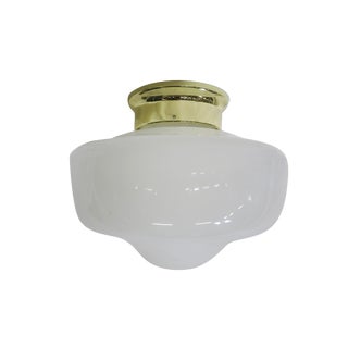 Small Schoolhouse Bell Shape Ceiling Glass Globe Pendant For Sale