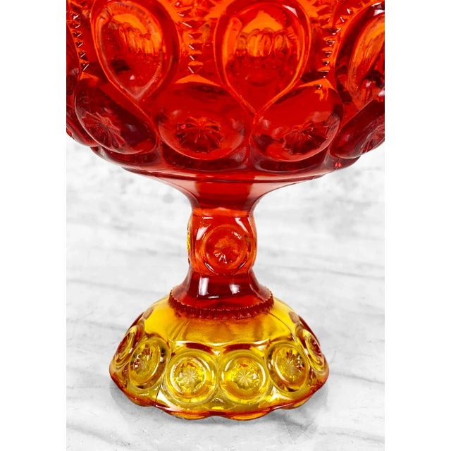 Orange Vintage Victorian Orange Red Amberina Glass Compote Bowl For Sale - Image 8 of 10