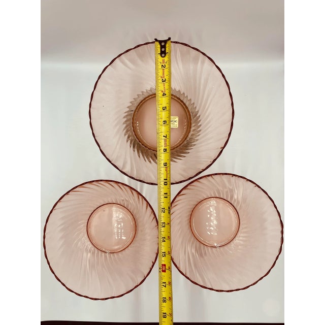 Vintage French Pink Glass Bowls- Set of 3 For Sale - Image 12 of 13