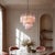 Metal Aloadecor 23'' Modern Pink Textured Glass Chandelier in Polished Nickel Elegant Glam Tiered Pendant Light For Sale - Image 7 of 12