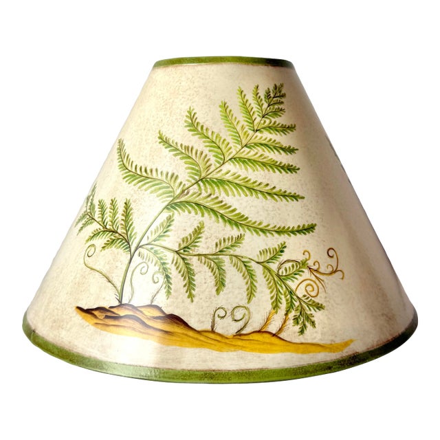 Late 20th Century Hand Painted Botanical Motif Empire Lampshade For Sale