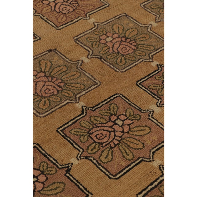 Rug & Kilim Antique Hooked Wool Rug in Warm Gold by Rug & Kilim, 1920-1929 For Sale - Image 4 of 10