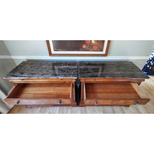 Brown A Pair / Set of Louis Philippe Chests With Marble Top by Ethan Allen For Sale - Image 8 of 15