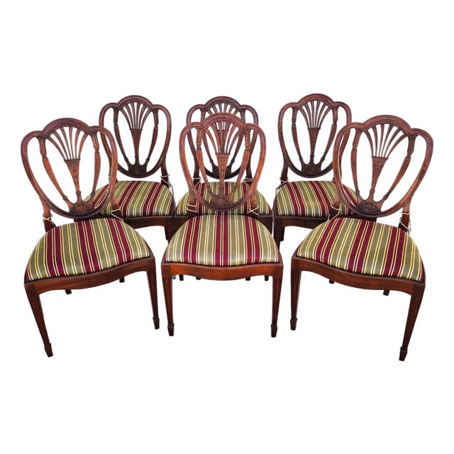 Hepplewhite Shield Back Mahogany Chairs Set of 6 For Sale