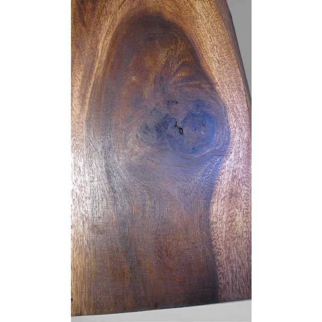71" Long Two-Tone Hand Carved Modern Sculptural Bench in Ebony & Brown For Sale - Image 4 of 5