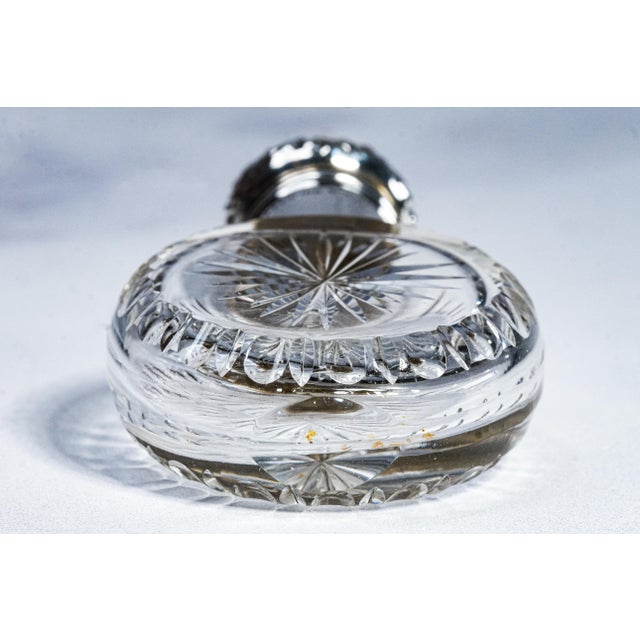 Beautiful Miniature Antique Scent Perfume Bottle Flask Crystal Sterling Silver Unger Brothers Victorian For Sale - Image 11 of 14