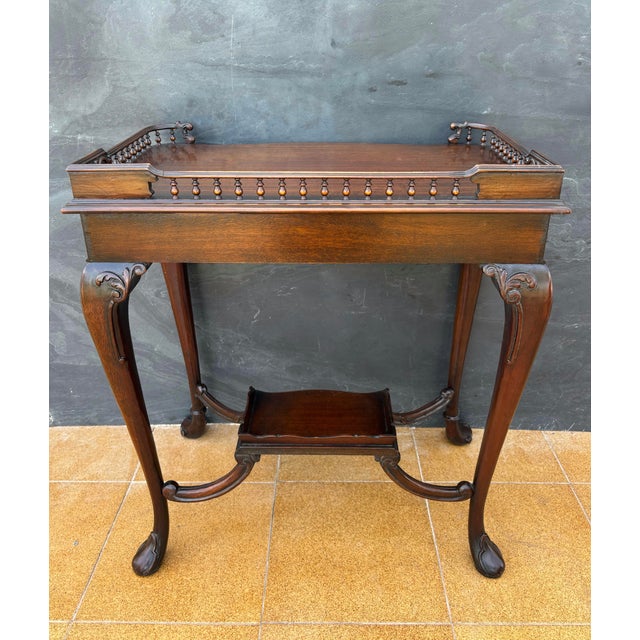 Louis XV Style Carved Wood Side Table with Gallery Top and Cabriole Legs, 1930s For Sale - Image 12 of 13