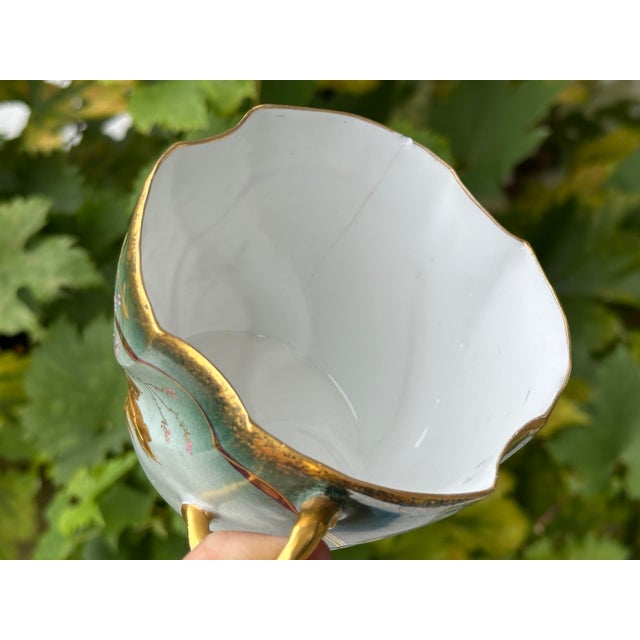 Gold Art Nouveau Collectible Chocolate Cup and Saucer in Eggshell Porcelain with Gold Trim, France, 1890s, Set of 2 For Sale - Image 8 of 10