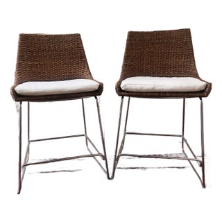 McGuire Woven Shelter Counter Stool For Sale
