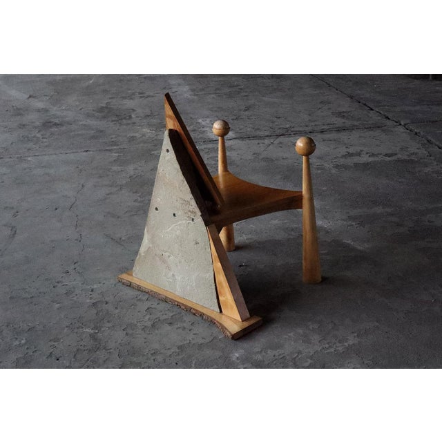 Wood Modernist Wood and Stone Armchair, France, 1970s For Sale - Image 7 of 10