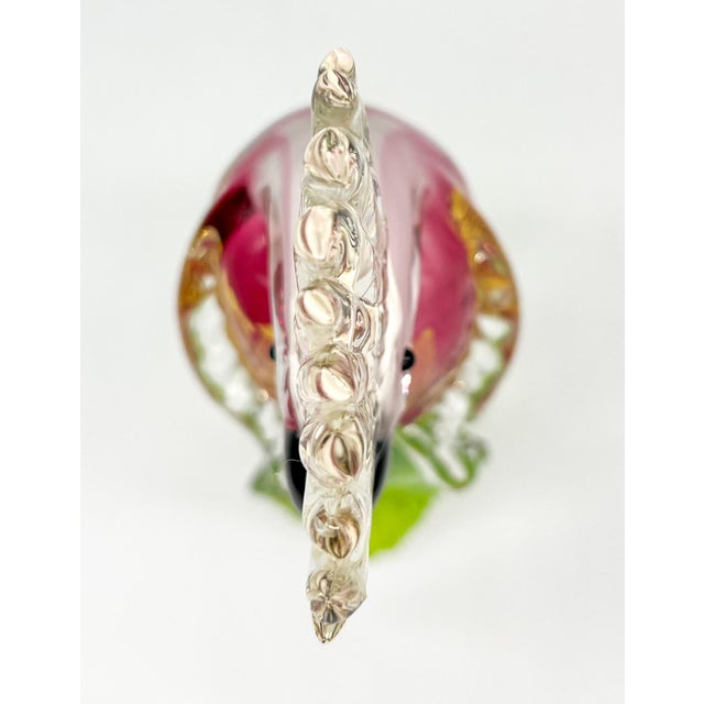 Transparent Vintage Alfredo Barbini Style Pink, Green, and Gold Aventurine Cockatoo Bird Figurine For Sale - Image 8 of 11