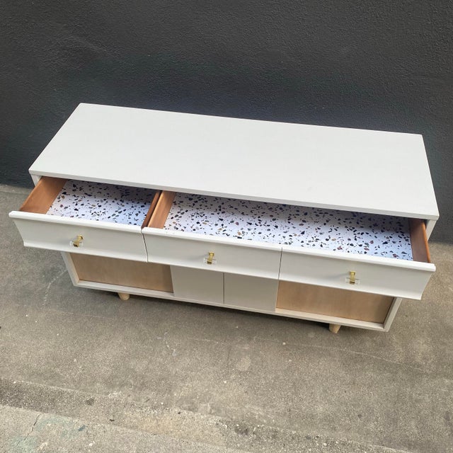 1960s Vintage Upcycled Painted Mid Century Sideboard Buffet For Sale - Image 9 of 12