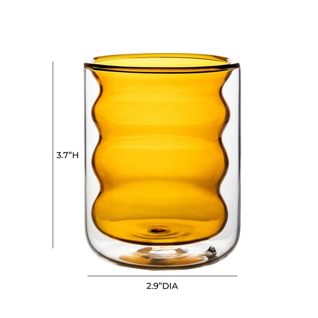 2020s Waves Amber Water Glass - Set of 4 For Sale - Image 5 of 5