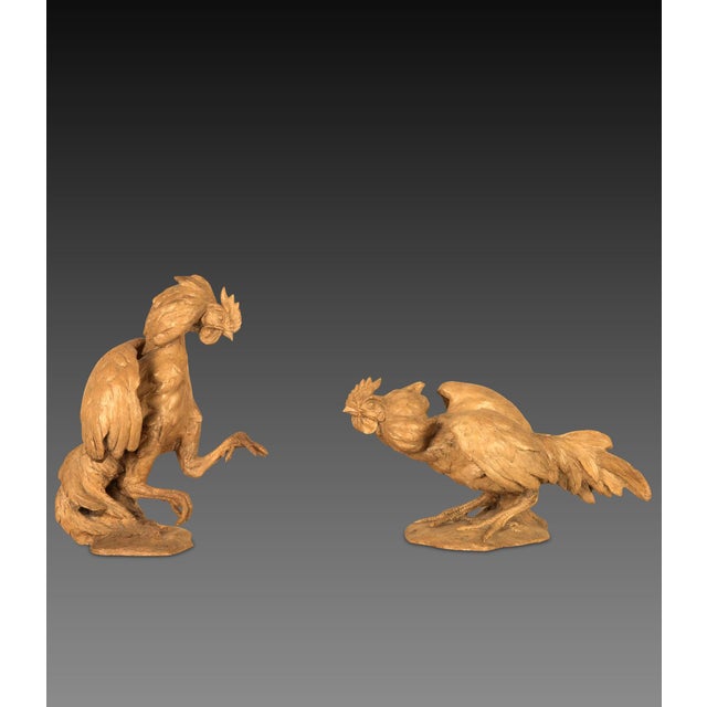 Khaki Antique Italian Terracotta Cockerels, 1850, Set of 2 For Sale - Image 8 of 8