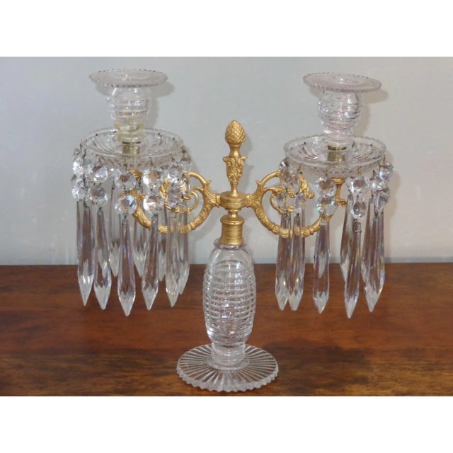 Early 19th Century C1810 Georgian Regency Cut Glass / Ormolu Candelabra/ Candle Holders a - Pair For Sale - Image 5 of 13