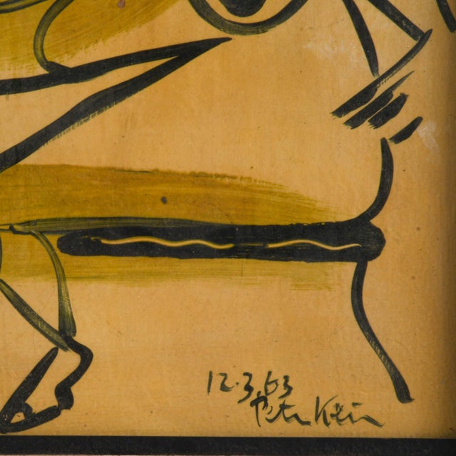 Peter Keil Framed Signed Peter Keil "Woman Sitting in a Chair 1963" Mix Media For Sale - Image 4 of 5