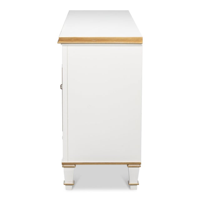 Louis XVI Three-Door Buffet in White and Gold For Sale In Raleigh - Image 6 of 10