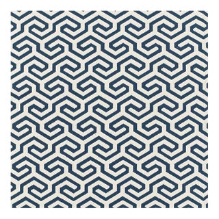 Sample - Schumacher Ming Fret Fabric in Navy For Sale