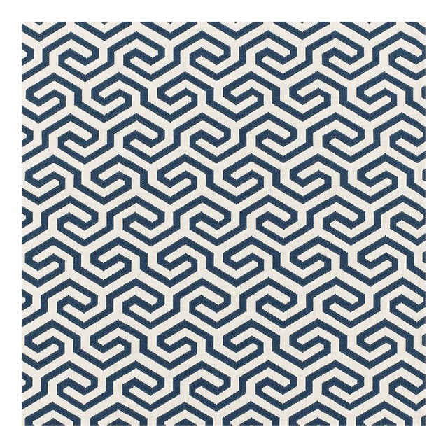 Sample - Schumacher Ming Fret Fabric in Navy For Sale