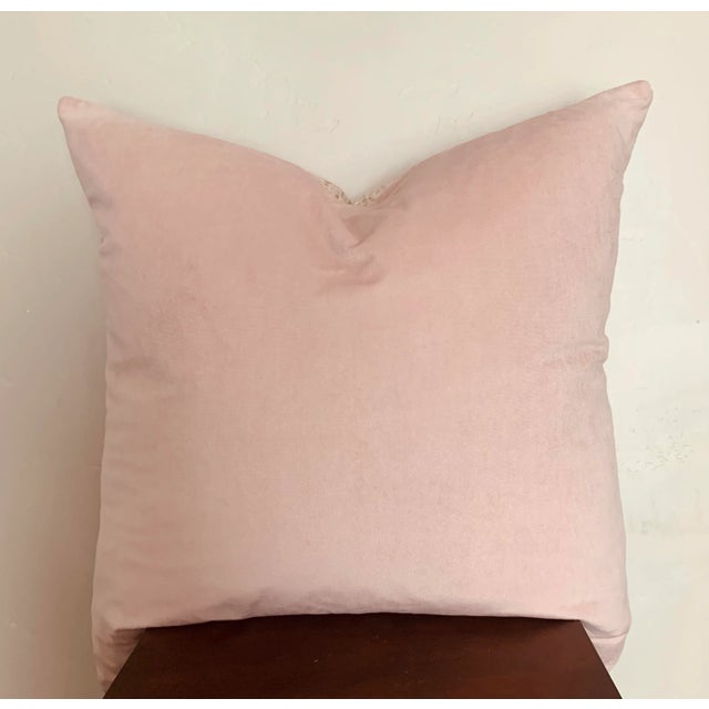 Pastel Pink and Gold Lurex Custom Luxury Embroidered Pillow For Sale - Image 4 of 6