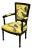 1960s Gothic Raven Crow Yellow Velvet and Embroidery Armchair For Sale
