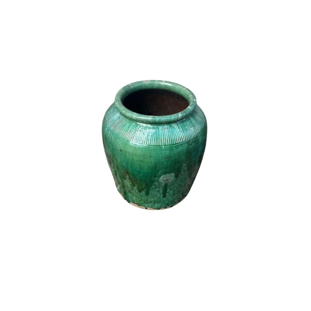 Ceramic Vintage Chinese Green Glazed Ceramic Soy Sauce Jar For Sale - Image 7 of 10