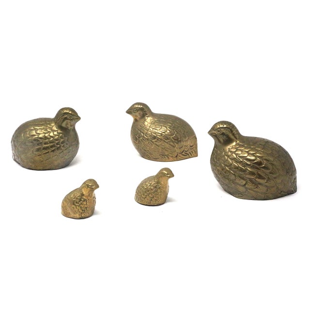 Brass Vintage Brass Partridge Family Figurines - Set of 5 For Sale - Image 8 of 10