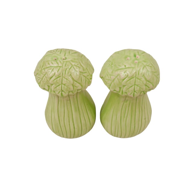 Japanese Ceramic Cabbage Salt & Pepper Shakers For Sale - Image 4 of 5