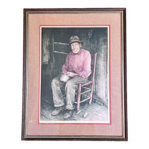 1970s Hubert Shuptrine "Patient Turn"-Framed Southern Country Art Print-Hand Signed