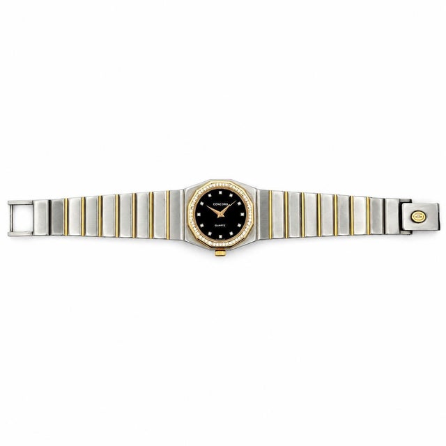 Vintage Concord Mariner Sg Diamond Octagonal Watch 18k Gold & Stainless Steel For Sale - Image 4 of 5