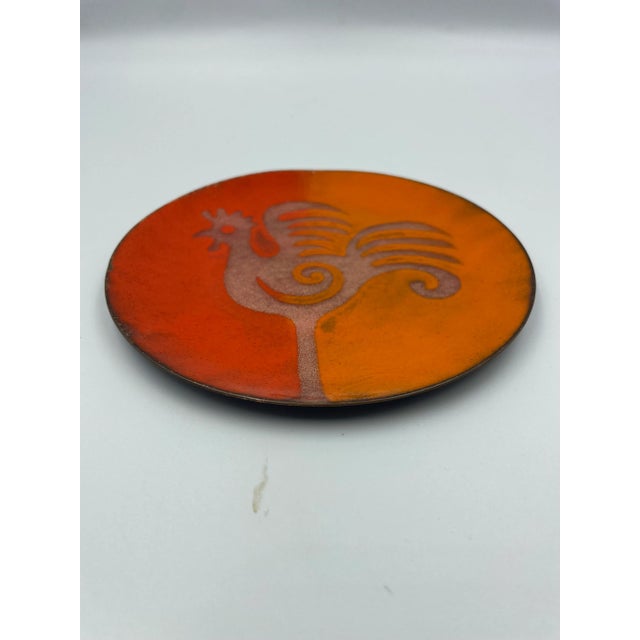 Metal Mid-Century Enamel Over Metal Rooster Desk/Dresser Tray For Sale - Image 7 of 11