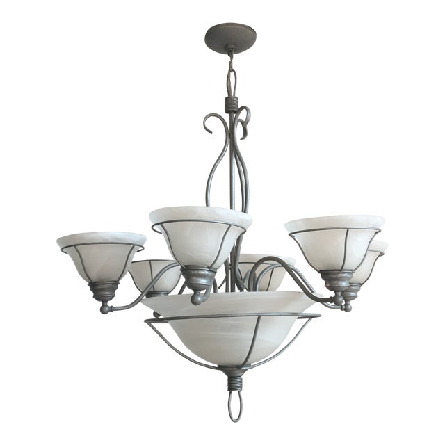 Traditional Metal & Glass Cup Chandelier Chairish