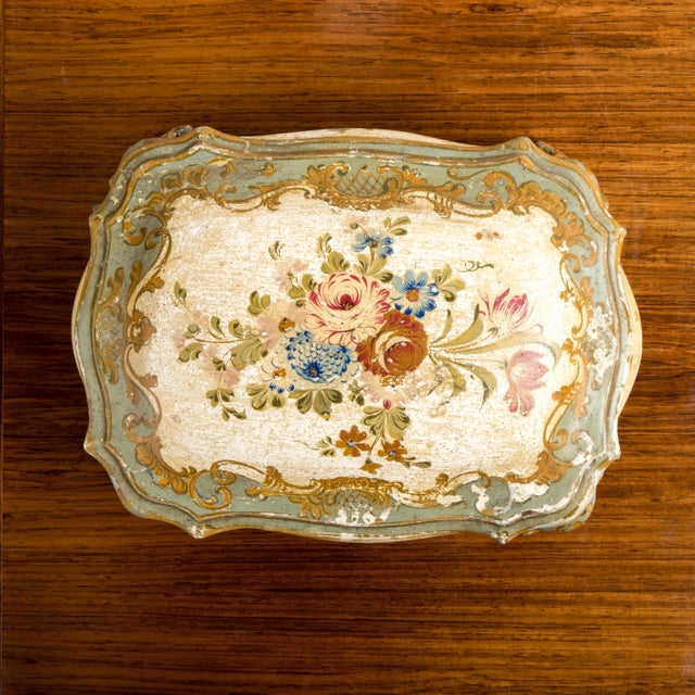 1940s Large Vintage Capodimonte Styled Wooden Box For Sale - Image 5 of 6