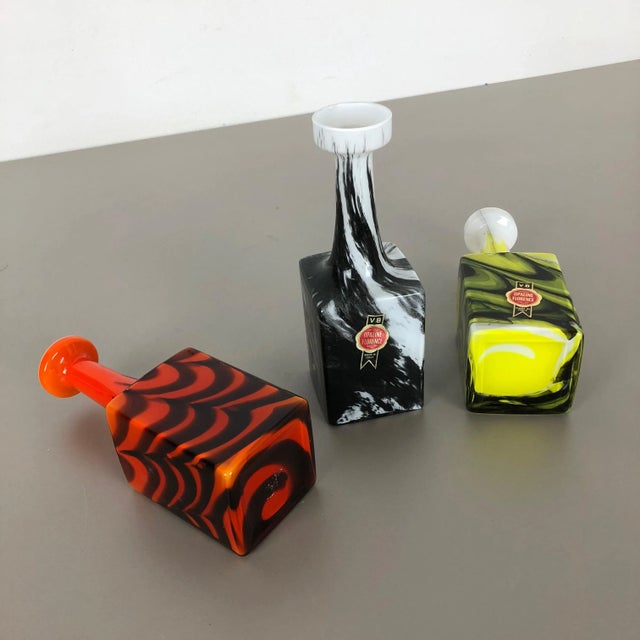 Black Vintage Pop Art Opaline Florence Vase, Italy, 1970s, Set of 3 For Sale - Image 8 of 12