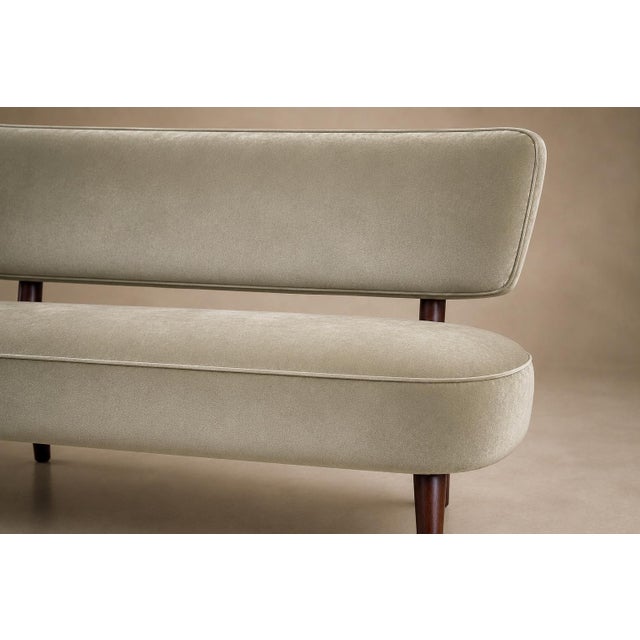 Brazilian Modern Loveseat in Imbuia Wood and Sage Mohair, Cimo, Brazil, 1950s For Sale - Image 12 of 14