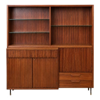 Mid-Century Modern Italian Bookcase in Striped Mahogany, 1950s For Sale