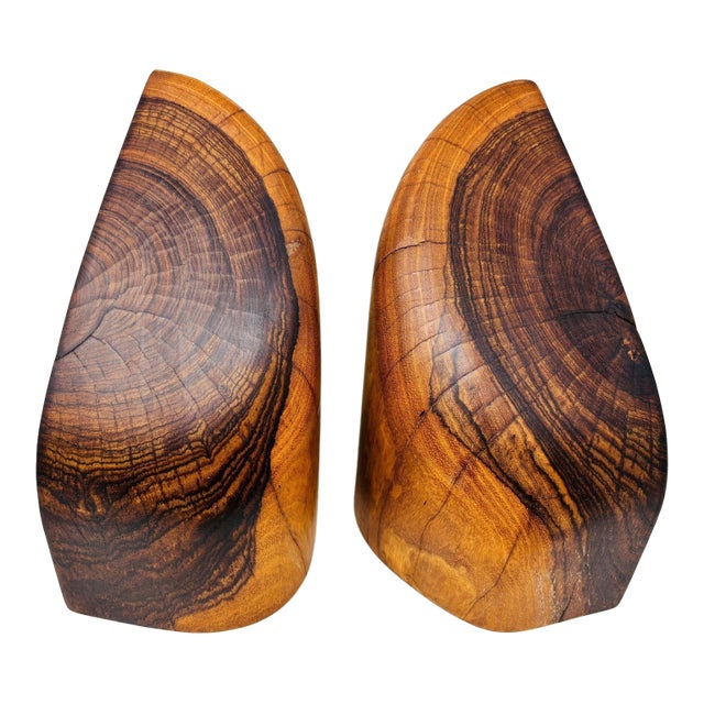 1960s Don Shoemaker Hand-Carved Cocobolo Wood Bookends a Pair For Sale