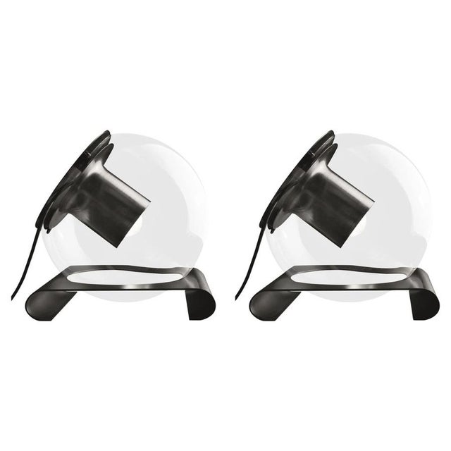 Black Metal The Globe Table Lamps by Joe Colombo for Oluce, Set of 2 For Sale - Image 15 of 15